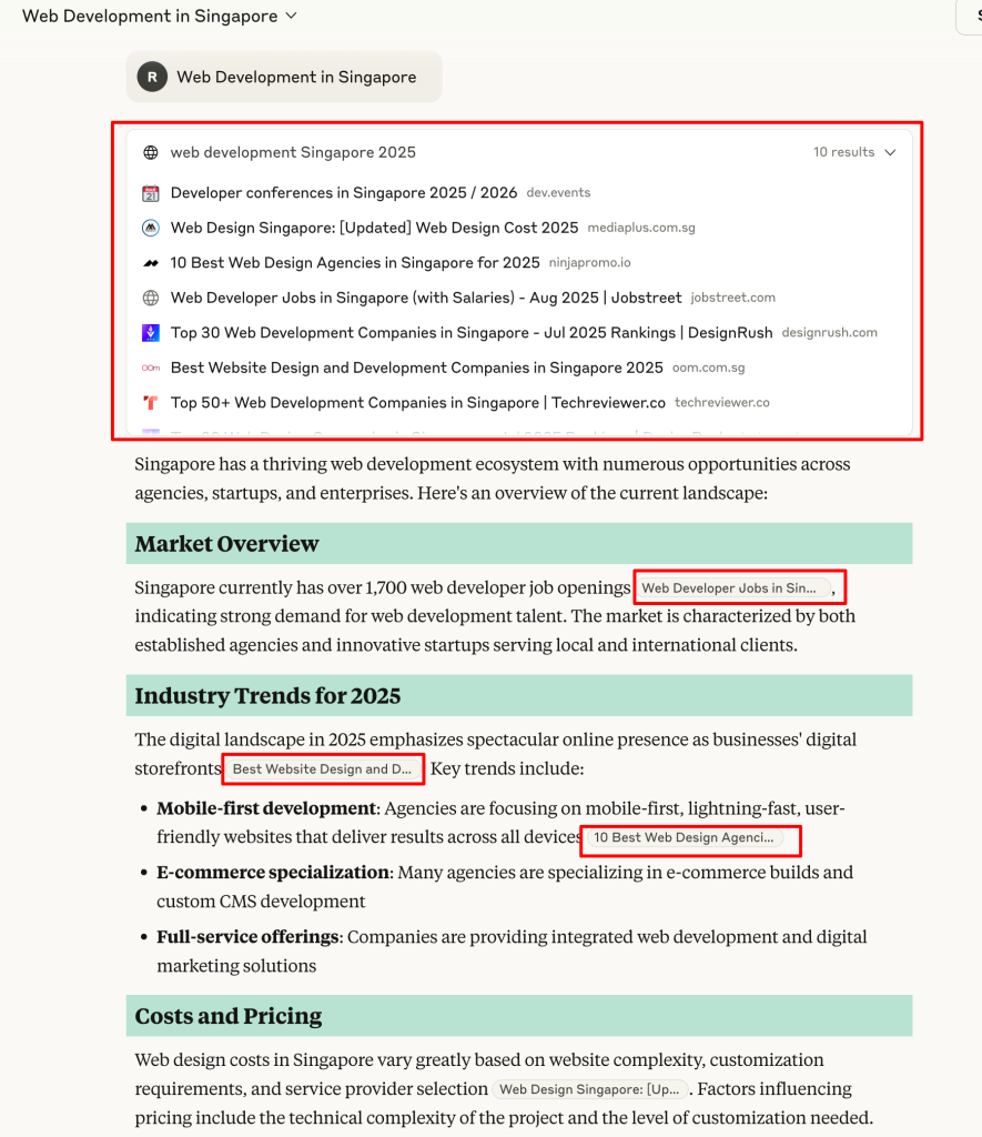 Digipixel’s experiment on queries and how they generated answers on Claude